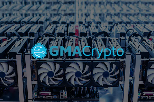 GMA Crypto logo avec rig de minage